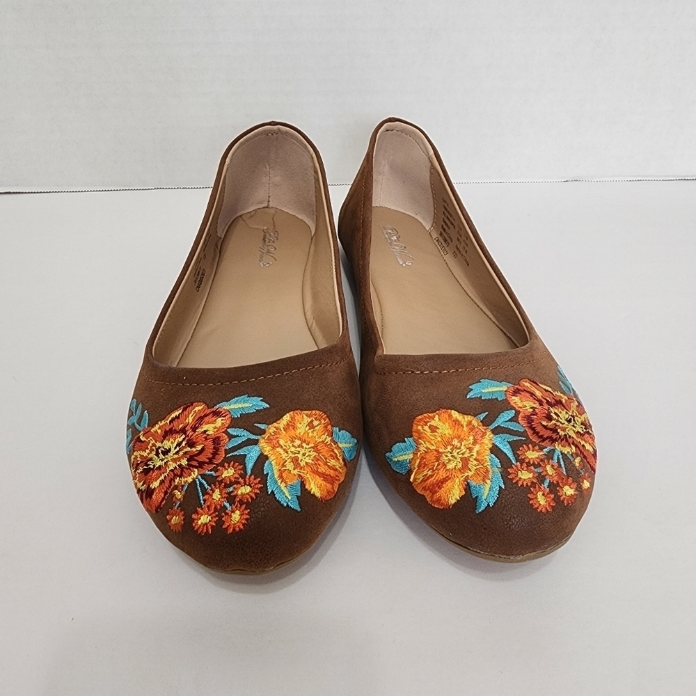 The Pioneer Woman Brown Floral Embroidered Ballet Flats US 10M EUC - Picture 6 of 12